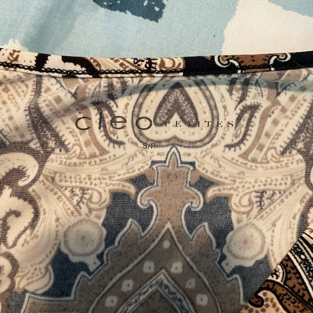 Cleo Black and Brown Paisley V-Neck Blouse - Picture 5 of 8